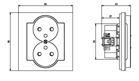 Gniazdo podwójne z uziemieniem moduł bez ramki SONATA BIAŁY
