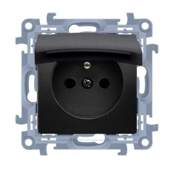 Simon10 Gniazdo wtyczkowe z przes. czarny/czarny bU