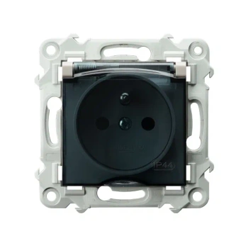 SZAFIR Gniazdo bryzgoszczelne z uziemieniem IP44 wieczko przezroczyste kaszmirowy beż