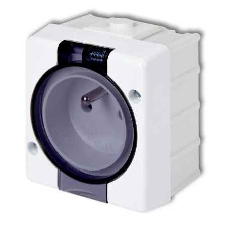 Gniazdo 1x 2P+Z klapka dymna SENIOR, biały