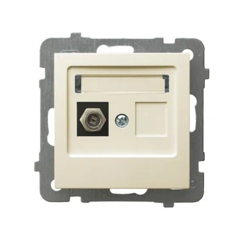 Gniazdo antenowe pojedyncze typu F AS, ecru