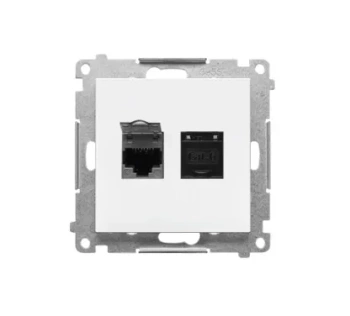 Gniazdo komputerowe podwójne RJ45 kat. 6, Simon55, biały mat