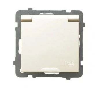 AS Gniazdo pojedyncze z/u bryzgoszczelne 16A ecru