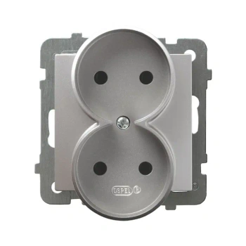 Gniazdo podwójna b/u AS, srebrny