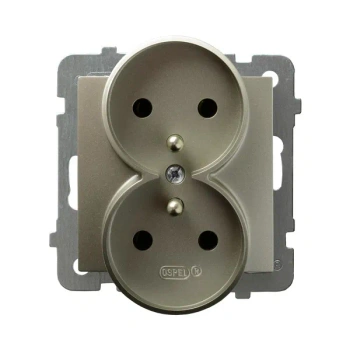 Gniazdo podwójne z/u 16A AS, satyna