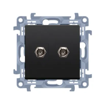 Simon10 Gniazdo antenowe podw. typu F czarny mat