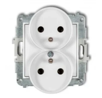 MINI Gniazdo podwójne z uz bez przesłony tor.białe