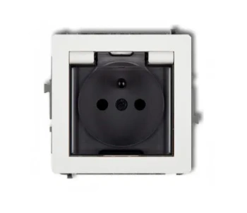 DECO Mechanizm gniazda bryzgoszczelnego 2P+Z klap biały