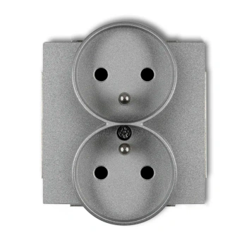 Mechanizm gniazda podwójnego do ramki z uziem srebrne DECO