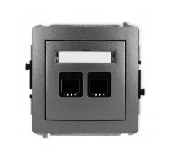 DECO Mechanizm gniazda tel podw.2 grafitowy