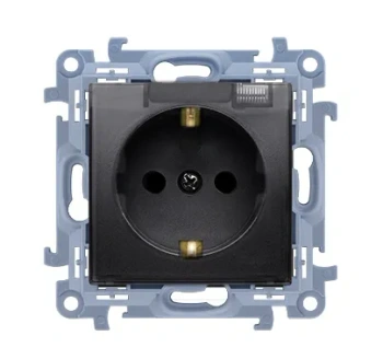 Simon10 Gniazdo Schuko czarny mat/transparent