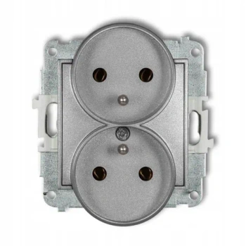 MINI Mechanizm gniazda podwójnego do ram z/u srebrny