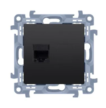 Simon10 Gniazdo komp. 1xRJ45 kat. 5e czarny mat