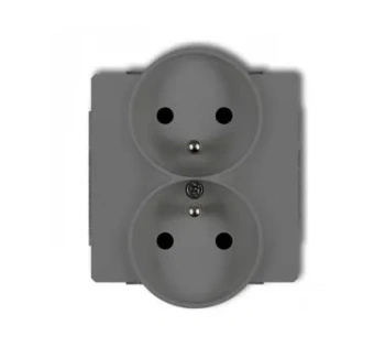 DECO Mechanizm gniazda podwójnego do ramki z uziem szary