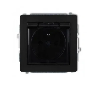 DECO Mechanizm gniazda bryzgoszczelnego 2P+Z klap czarny