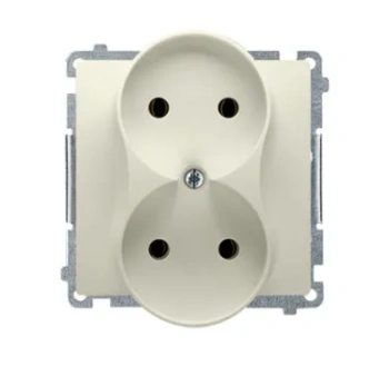 SimonBasic Gniazdo podwójne b/u 16A IP20 beżowy