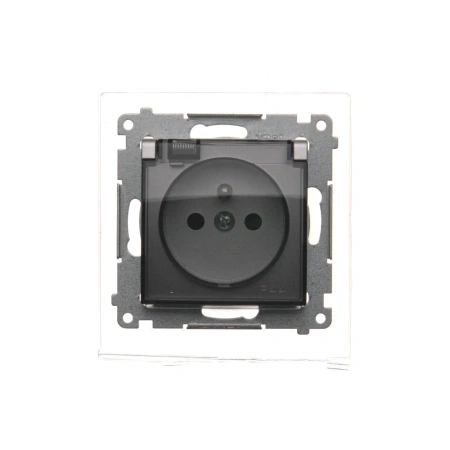 Gniazdo 1x z/u klapka Simon54, srebny