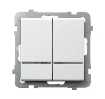 Łącznik dwugrupowy świecznikowy z podświetleniem niebieskim SONATA BIAŁY MAT