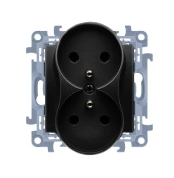 Simon10 Gniazdo z uziemieniem podwójne, czarny mat