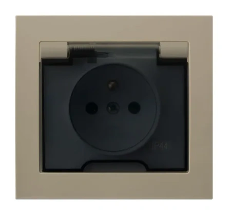 Gniazdo bryzgoszczelne z/u IP-44 Kier, beżowe