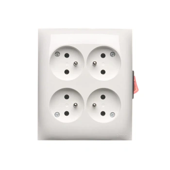 SimonAquaclick Gniazdo wtyczkowe 4-krotne z wyłącznikiem biały
