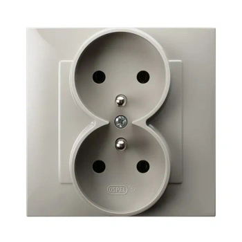 SZAFIR Gniazdo podwójne z uziemieniem komplet z ramką kaszmirowy beż