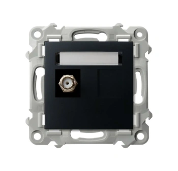 SZAFIR Gniazdo antenowe typu F pojed.czarny matowy