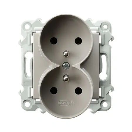 SZAFIR Gniazdo podwójne z uziemieniem, moduł bez ramki kaszmirowy beż