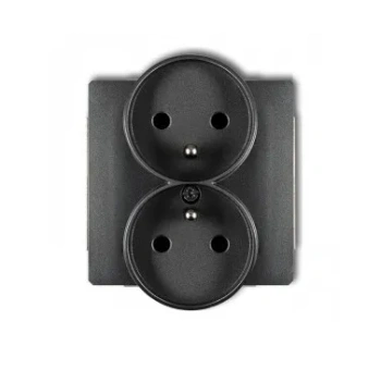 DECO Mechanizm gniazda podwójnego do ramki grafit