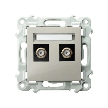 SZAFIR Gniazdo antenowe typ F podwójne kaszmirowy beż