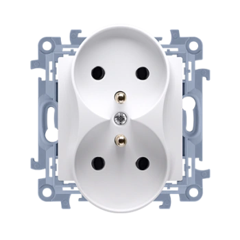 Simon10 Gniazdo z uziemieniem podwójne, biały