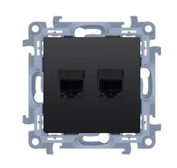 Simon10 Gniazdo komp. 2x RJ45 kat. 5e czarny mat