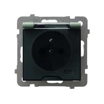 AS Gniazdo bryzgoszczelne z uziemieniem IP44 wieczko przezroczyste zielony mat