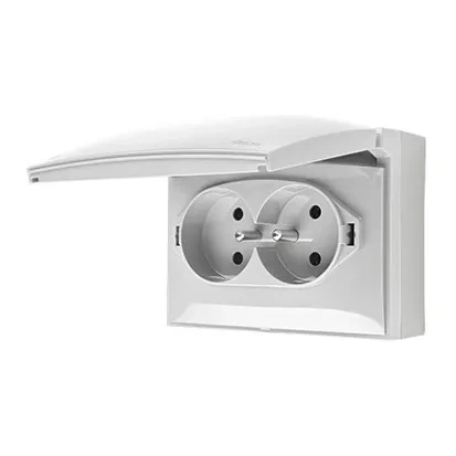 SimonAquaclick Gniazdo wtyczkowe 2-krotne kompaktowe biały