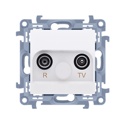 Simon10 Gniazdo antenowe RTV przelotowe białe