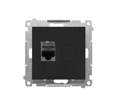Gniazdo komputerowe pojedyncze RJ45 kat. 6 Simon55, czarny mat