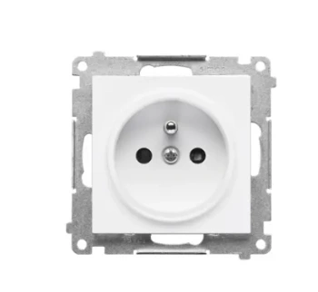 Simon55 Gniazdo wtyczkowe pojedyncze z uziemieniem z przesłonami biały mat