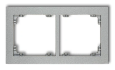 Ramka uniwersalna 2x z tworzywa srebrny metal DECO