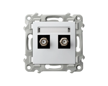 SZAFIR Gniazdo antenowe typu F podwójne biały