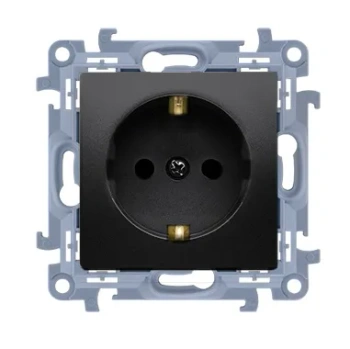 Simon10 Gniazdo wtycz. 1x Shuko czarny mat