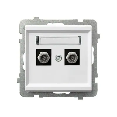 Sonata II Gniazdo antenowe typu F podwójne biały mat