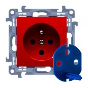 Simon10 Gniazdo 1x DATA z/u 16A IP20 czerwone