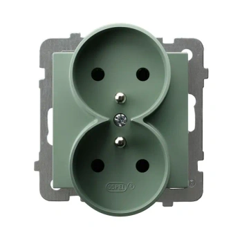 AS Gniazdo podwójne z uziemieniem moduł bez ramki zielony mat