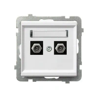 Sonata II Gniazdo antenowe typu F podwójne biały mat