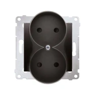 Simon54 Gniazdo podwójne b/u 16A z przesł. czarny mat