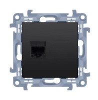 Simon10 Gniazdo komp. 1xRJ45 kat. 5e czarny mat