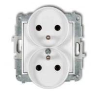 MINI Gniazdo podwójne z uz bez przesłony tor.białe