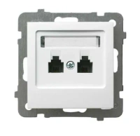 AS Gniazdo telefoniczne podwójne niezależne białe