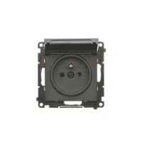 Simon55 Gniazdo wtyczka pojedyncza z uziemieniem i przesłonami czarny mat
