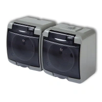 Gniazdo JUNIOR 2x 2x2P+Z klapka dymna popielaty